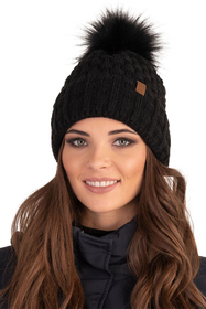 Vivisence Femme Bonnet Et Écharpe Pour l'Automne et l'Hiver À Pompon Chauds Doublés De Polaire Anti-Statique Idéal Pour Les Hommes Élégants Parfait Pour Froides Journées 7015Kmpl, noir