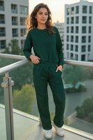 Vivisence Jogginghose Damen Bequeme Mit Weitem Bein Elastischem Bund Und Seitentaschen Aus Hochwertigem Strickstoff Perfekt Für Freizeit Sport Yoga Entspannte Alltagslooks 9102, Grün