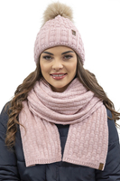 Vivisence Bonnet Femme Avec Pompon Doublé En Polaire Tricoté Pour L’Hiver 7015, rose clair