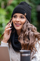 Vivisence Stylish Women's Winter Set Including Warm Knitted Hat And Matching Snood Scarf Made From Soft And Warm Fabric For Maximum Comfort Ideal For Cold Winter And Autumn Weather, black