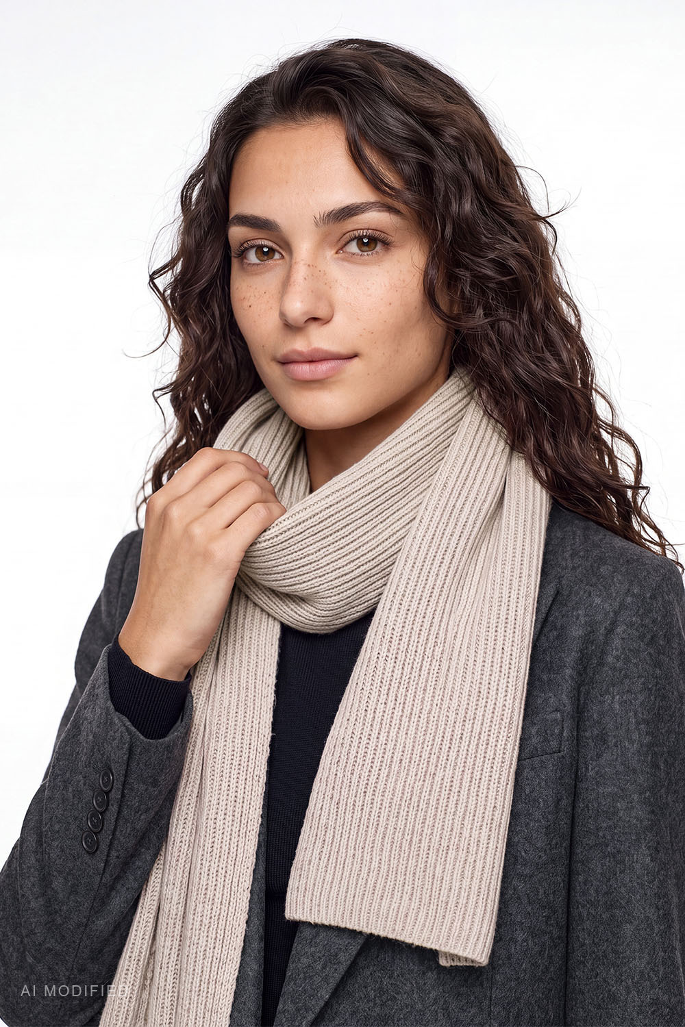 Vivisence Damenschal Merinowolle Kaschmir – Klassischer Rippenschal, beige