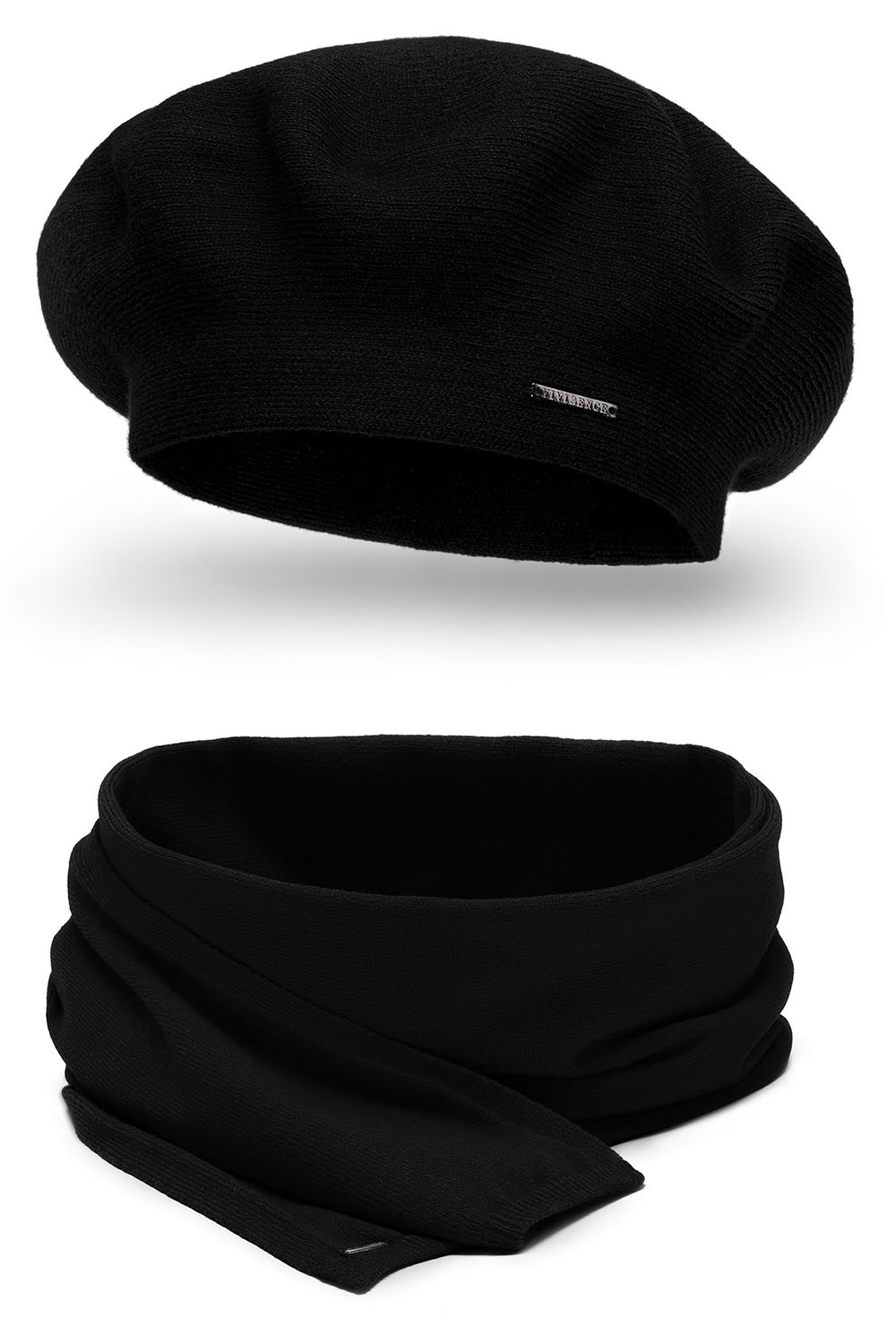 Vivisence Mütze Schal Set Klassisch Form Wärme Und Stil An Wintertagen 7005, schwarz