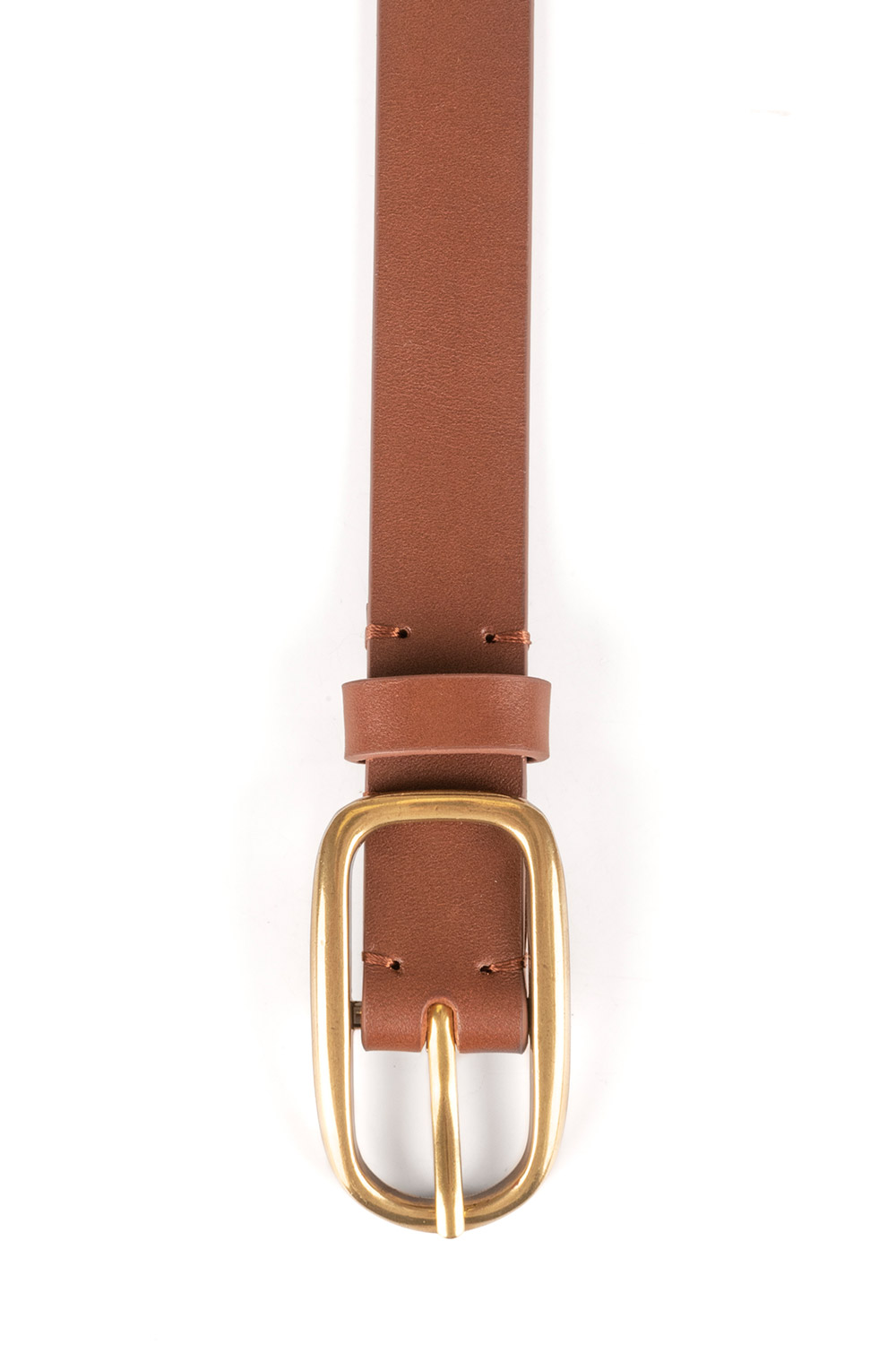 Vivisence Slim Leather Belt Rounded Buckle Adjustable Fit Daily Accessory P0004, brown