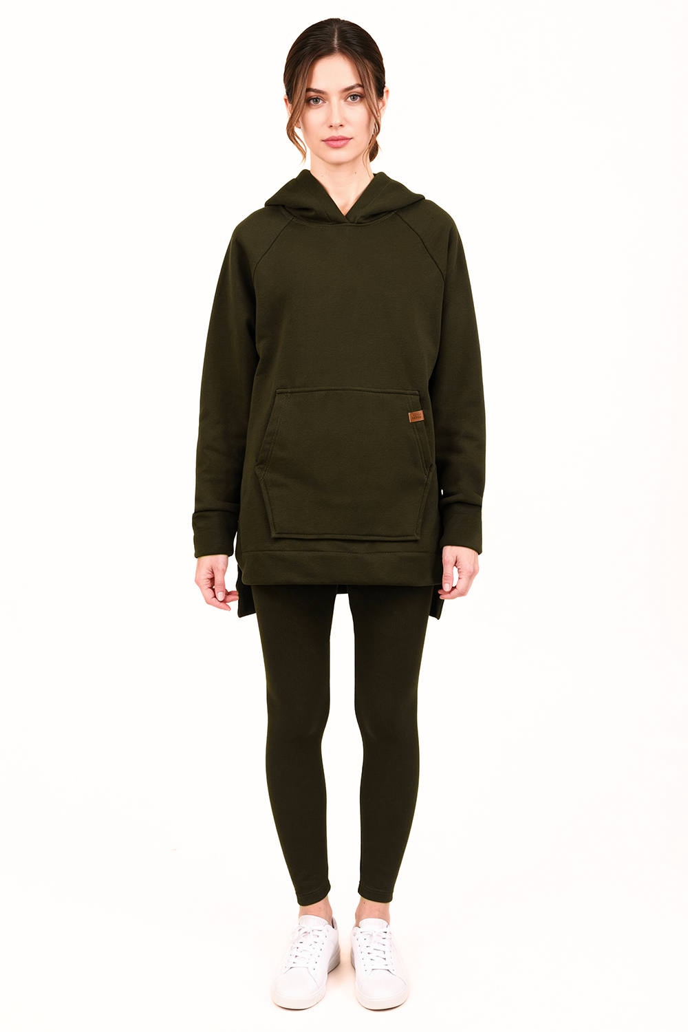 Vivisence Femme Ensemble Legging Et Sweat À Capuche Coton Élasthanne Confort, vert