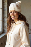 Vivisence Femme Bonnet Hiver Laine Merinos Doux Pour Protection Contre Le Froid, ecru