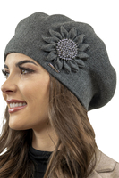 Vivisence Béret Femme Automne Hiver Avec Détail Délicat Et Style Douillet 7048, gris foncé