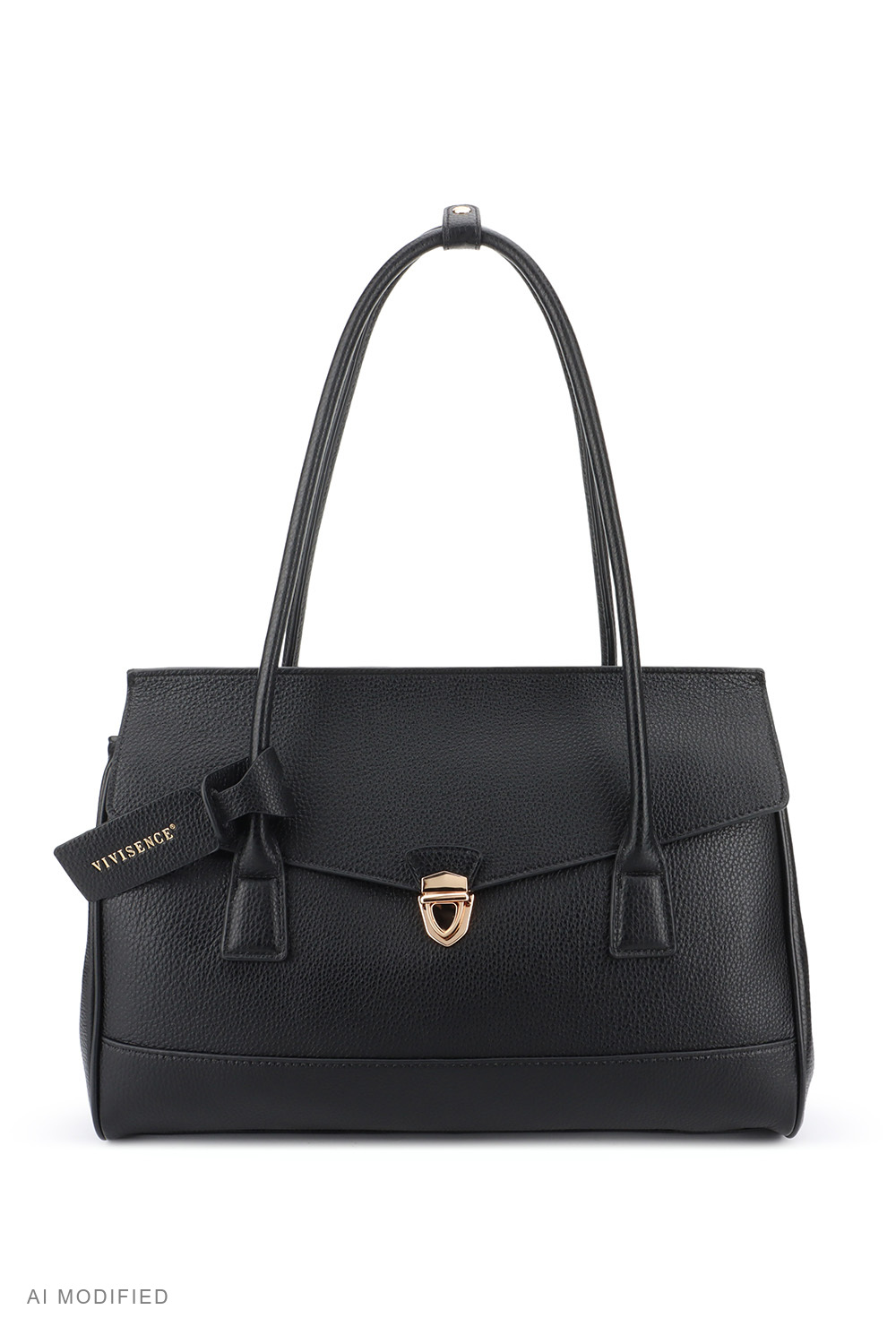 Vivisence Shoulder Bag Women Polyurethane, 3-Compartment Handbag for Daily, black
