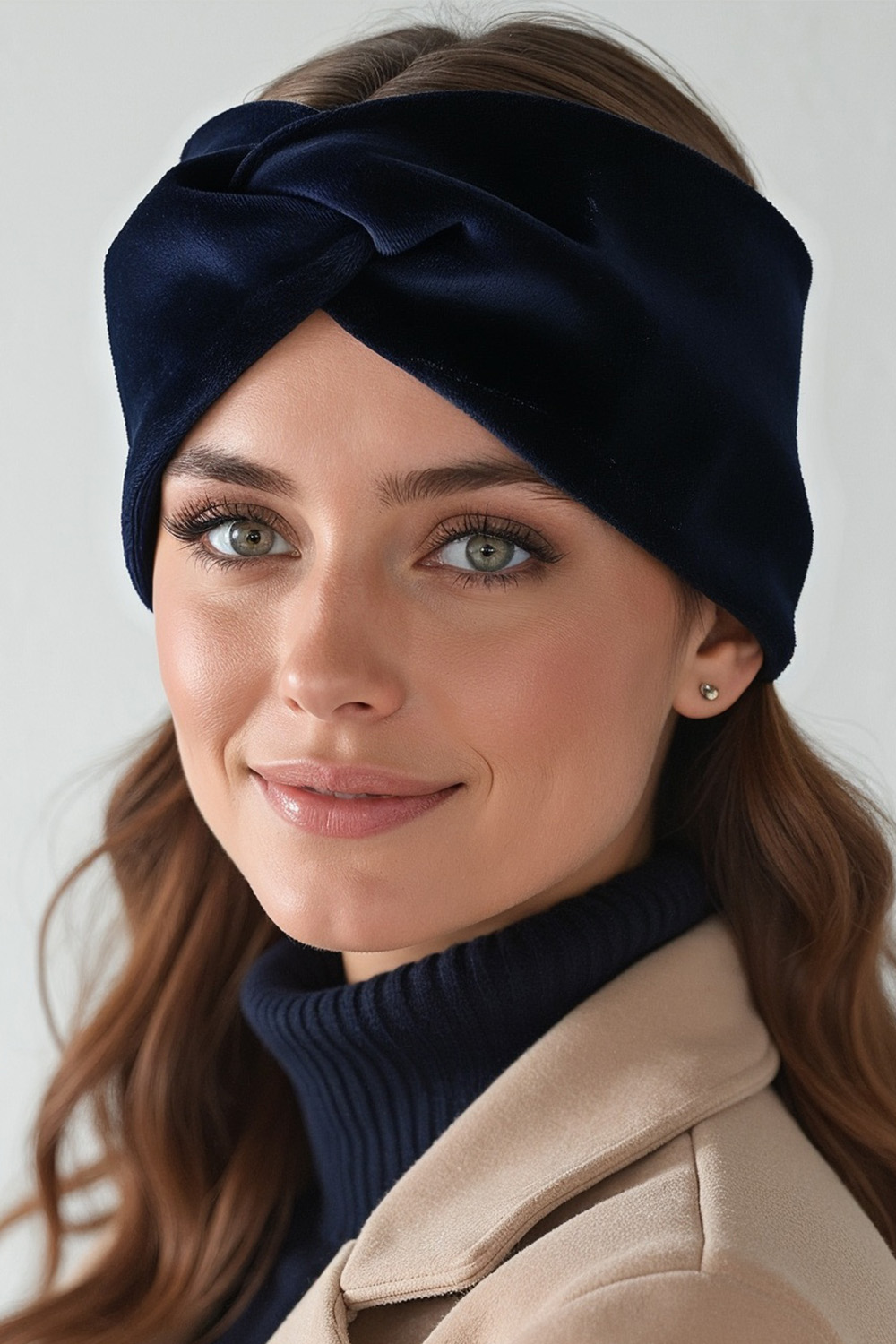Vivisence Knitted Headband For Women Elegant Headwear For Winter With Front Twist Detail Soft Cotton Blend Snug Fit Ideal For Autumn And Winter, dark blue