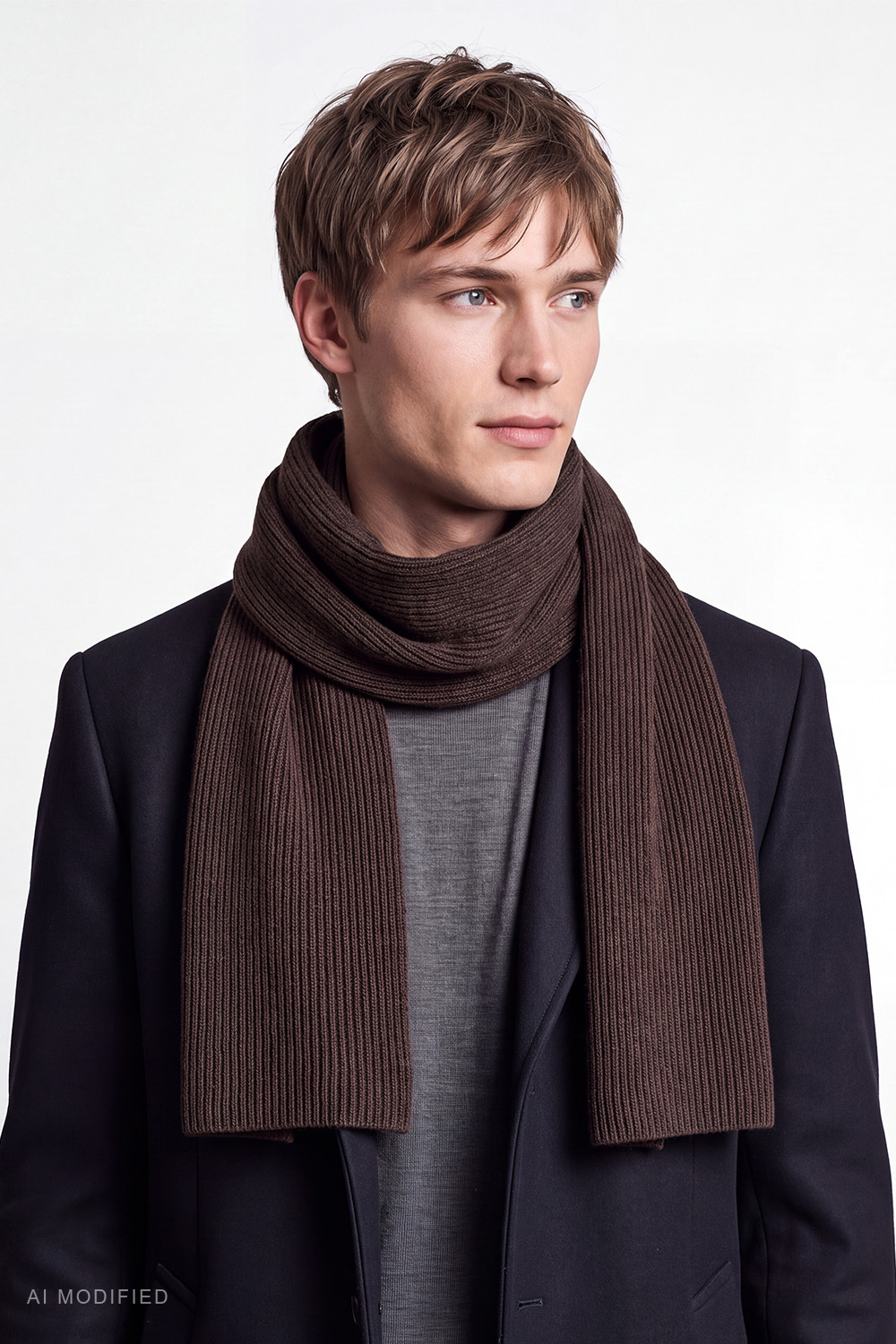 Vivisence Herren Set Mütze Schal Wolle Strick warm für Winter Alltag, braun