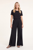 Vivisence Damen Lounge Set Viskose Weites Bein Und Rundhals, Schwarz
