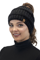 Vivisence Bonnet Femme Avec Tresse Doublé Doux Bande Élastique Pour L’Hiver 7075, noir