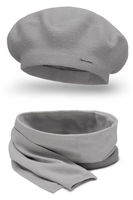 Vivisence Béret Et Écharpe Femme Pour L'automne et L'hiver En Laine Et Acrylique Ensemble Chic Pour L'Hiver Accessoire Mode Durable Pour Cadeau Parfait Confort Et Élégance 7005Kmpl, gris clair