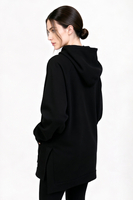 Vivisence Women Hoodie Soft Cotton Elastane Pullover Hood Everyday Comfort, Black
