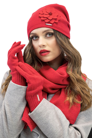 Vivisence Bonnet Et Écharpe Femme Pour L'automne et L'hiver Ensemble Chaud En Laine Avec Doublure Antistatique Pour Les Froids Jours Et Les Activités En Plein Air 7010Kmpl, rouge