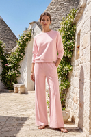 Vivisence Femme Ensemble de Survêtement Sweat Et Pantalon Tissu Extensible Confort Quotidien, rose