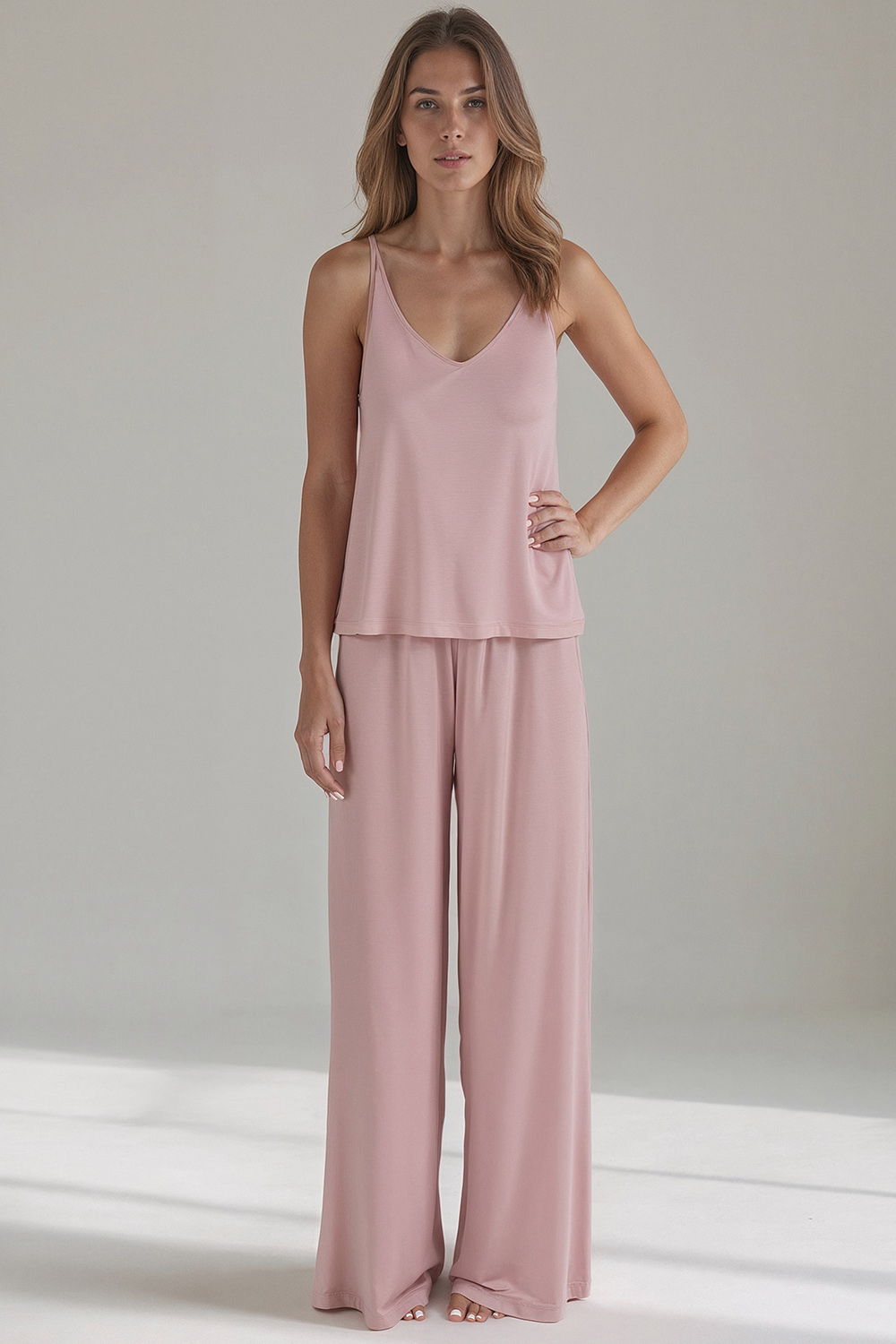 Vivisence Femme Pantalon de Pyjama Tricot Respirant Confort Pour la Nuit 2102, rose