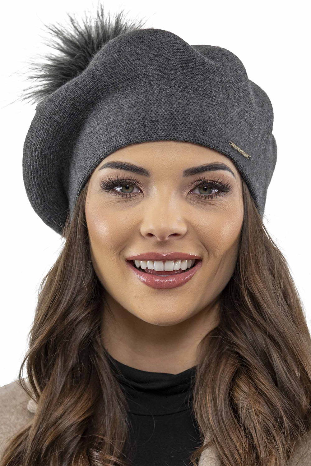 Vivisence Elegant Women's Winter Set Including Beret With Pompom And Matching Scarf Made Of Warm Fabric Perfect For Cold Winter And Autumn Days, dark grey