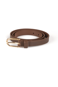 Vivisence Women’s Leather Belt Rounded Buckle Comfortable Fit P0007, brown