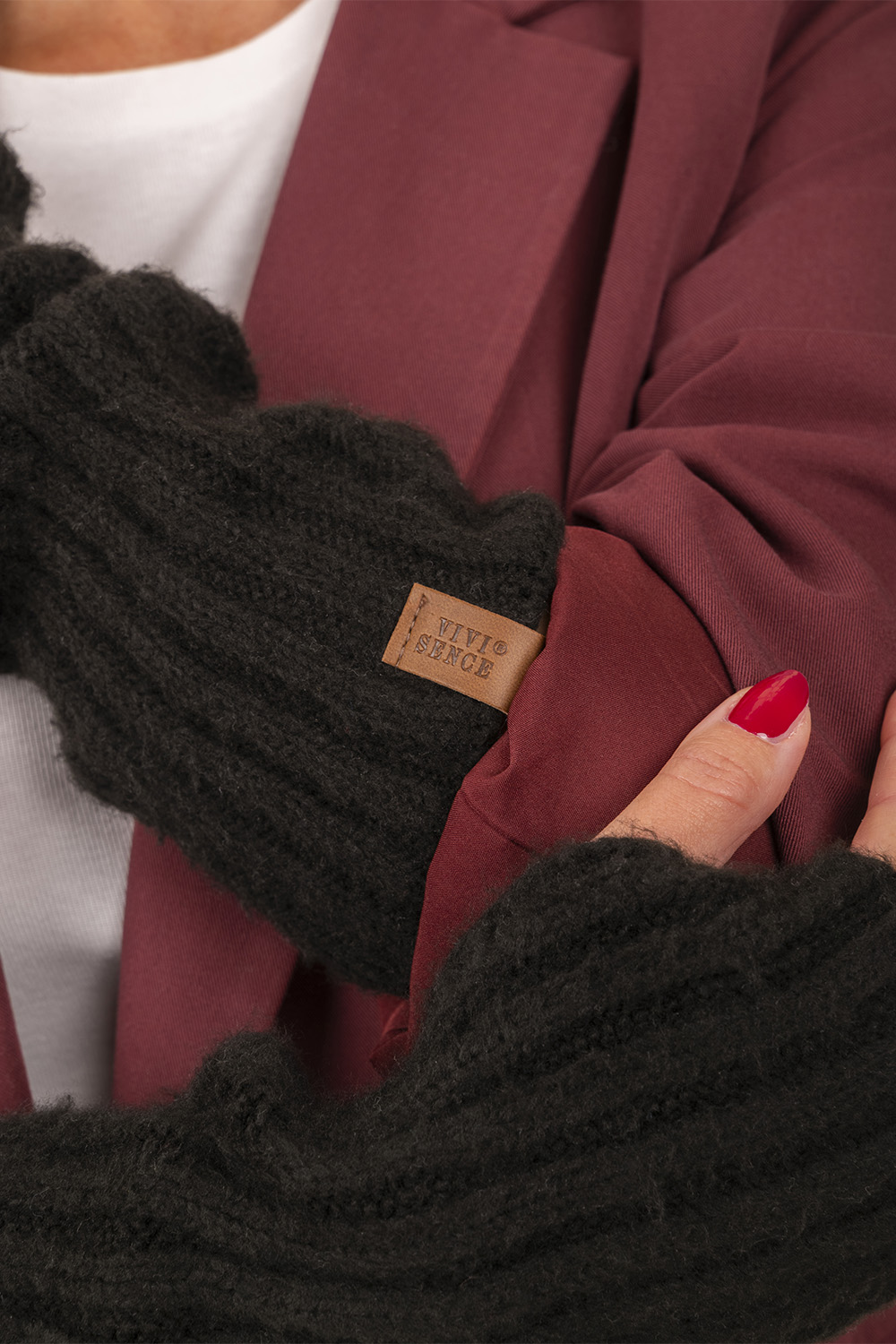 Vivisence Damen Strickhandschuhe Weiche Wärme Für Kalte Tage, Schwarz