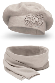Vivisence Béret Et Écharpe Femme Pour L'automne et L'hiver Chauds En Laine Mélangée Accessoires Pour Hommes Tricot Souple Ajustement Parfait Divers Styles Et Couleurs Disponibles 7007Kmpl, beige