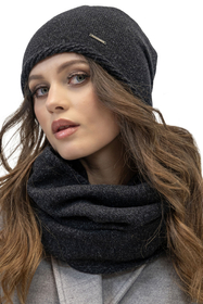 Vivisence Women's Loop Scarf Winter Fashionable Cozy Warm Yarn For Cold Days 7108, black melange
