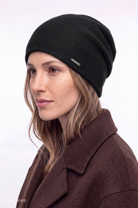 Vivisence Women's Merino Wool Cashmere Beanie Hat, black