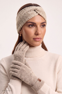 Vivisence gants femme tricotés avec poignet côtelé chauds et extensibles, beige