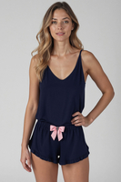 Vivisence Women's Pyjama Set Viscose V-Neckline Decorative Bow 2044,