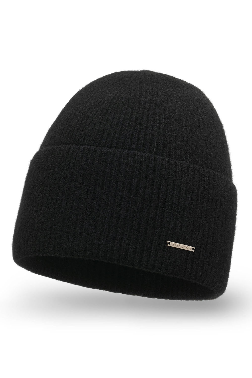 Vivisence Damen Mütze Winter Weich Strickmütze Umschlag-Saum Innenfutter 7096, schwarz