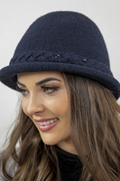 Vivisence Bonnet Femme Style Classique En Tricot Chaud Pour L’Automne Hivernal 7043, bleu foncé