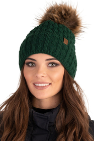 Vivisence Bonnet Femme Avec Pompon Doublé En Polaire Tricoté Pour L’Hiver 7015, vert