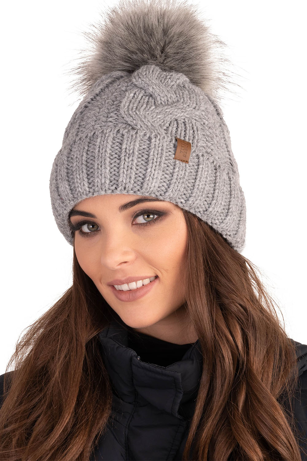 Vivisence Stylish Women's Winter Set Including Pompom Hat And Cozy Snood Scarf Made From Soft And Warm Fabric Smooth Fleece Lining Ideal For Cold Days, light grey