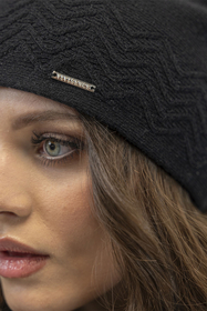 Vivisence Women's Hat Fleece Lining Zigzag Pattern Perfect Fit Autumn 7090, black