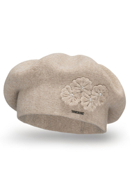 Vivisence Baskenmütze Damen Elegant Blume Warm Herbst Winter Accessoire 7006, beige