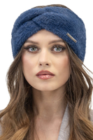 Vivisence Fluffy Lined Twisted Headband For Women Warm Autumn Winter 7093, dark blue