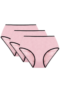 Vivisence Dame Slip Bund Voll Klassisch Unterhose Baumwolle Alltag 4017, schwarzes Gummiband:pink 3-pack