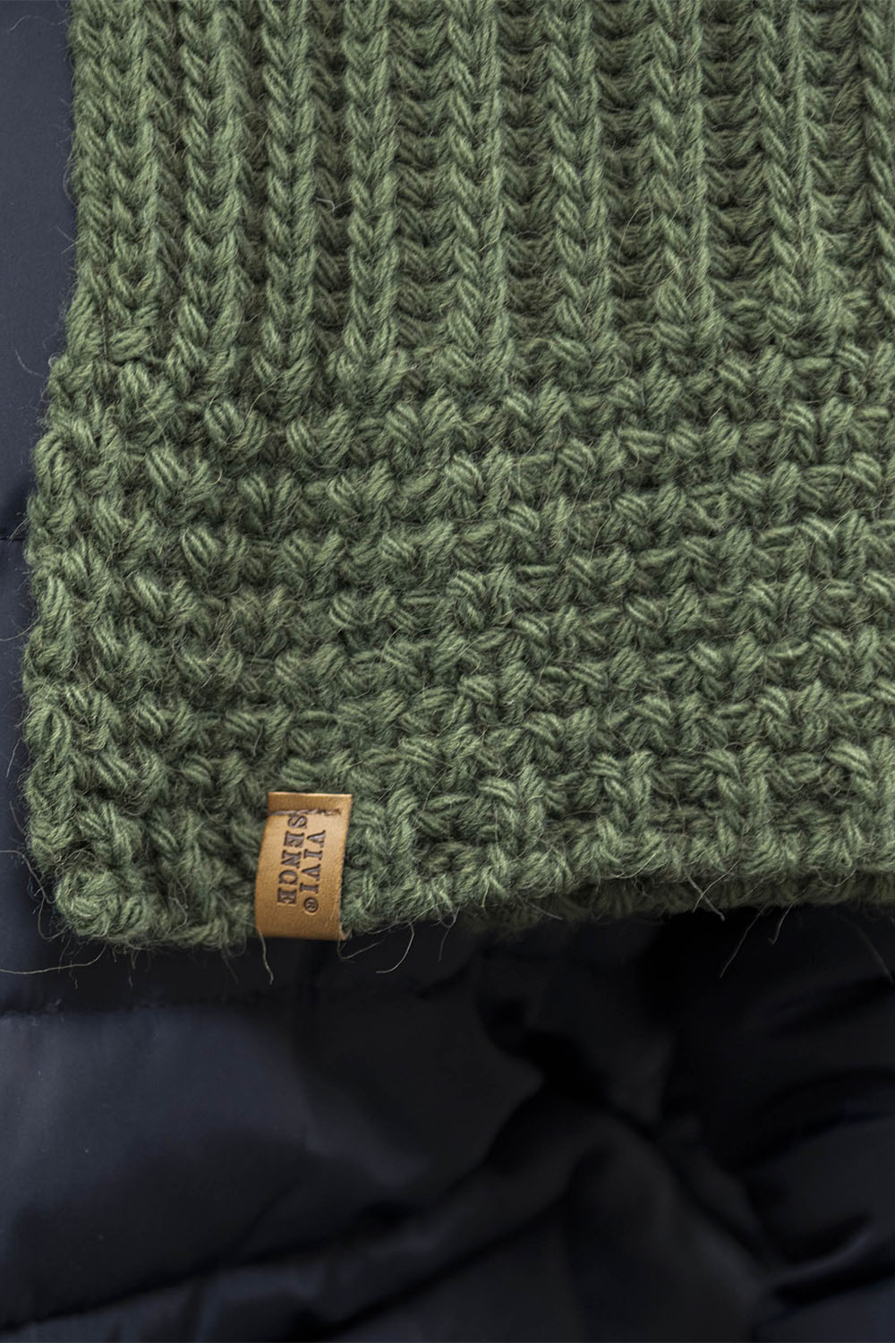 Vivisence Knitted Classic Scarf For Women Soft And Warm Everyday Look 7016S, green