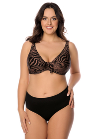 Vivisence Bikini Oberteil Damen Bügel Schleife Formend Stützfunktion 3203, braun-schwarz