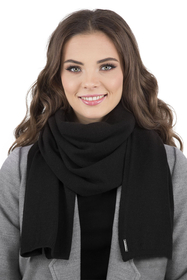 Vivisence Winter Set For Women With Warm Hat And Scarf Made Of Wool-Blend Yarn Fashionable Classic Design With Elegant Pearl And Braid Details Perfectly Fit For Cold Days, Black
