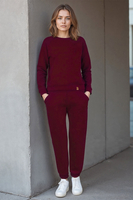 Vivisence Femme Sweat Col Rond Maille Douce Confort Toute La Journée, bordeaux