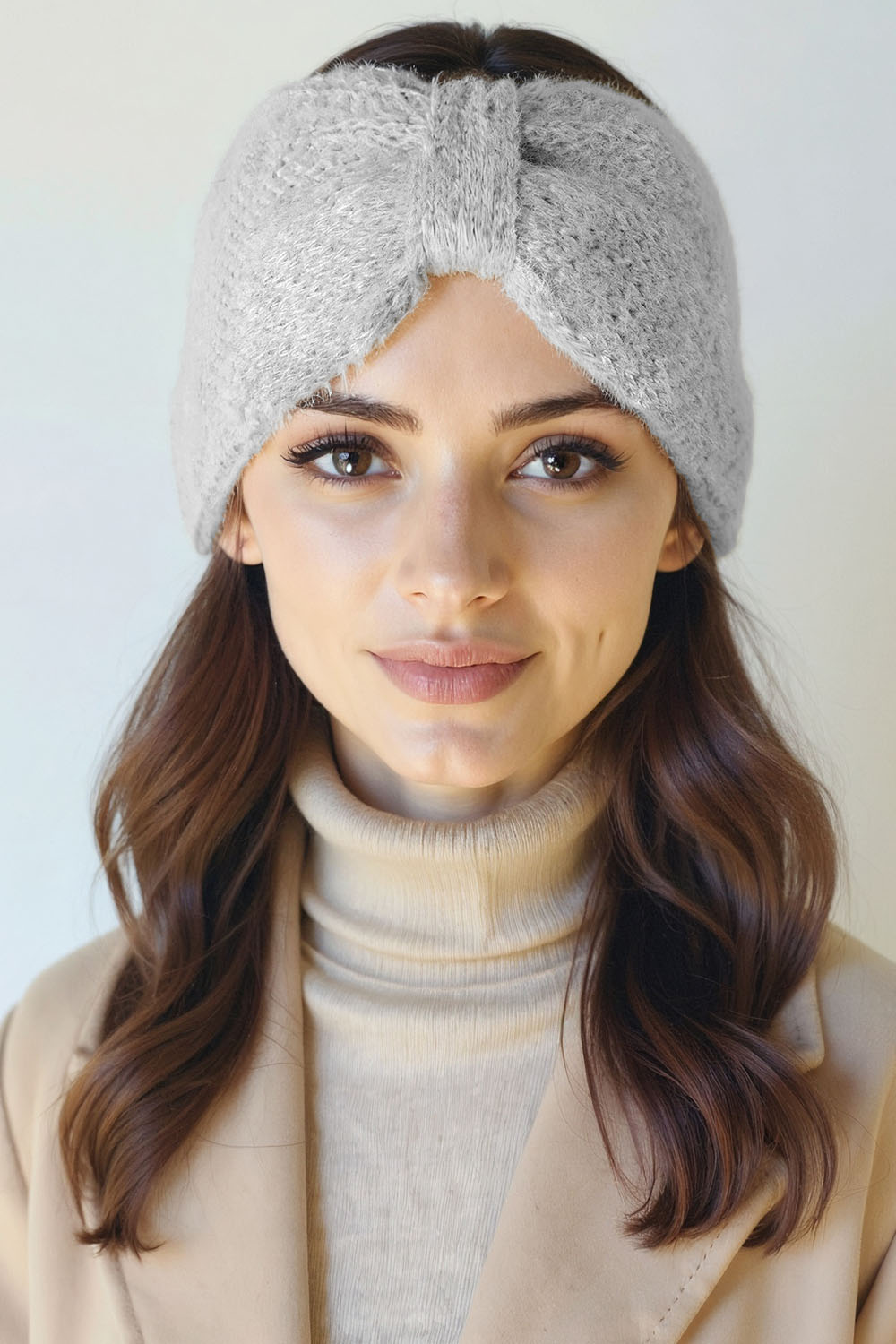 Vivisence Femme Bandeau Tricot Doux Avec Nœud Torsadé Confort Et Chaleur, gris