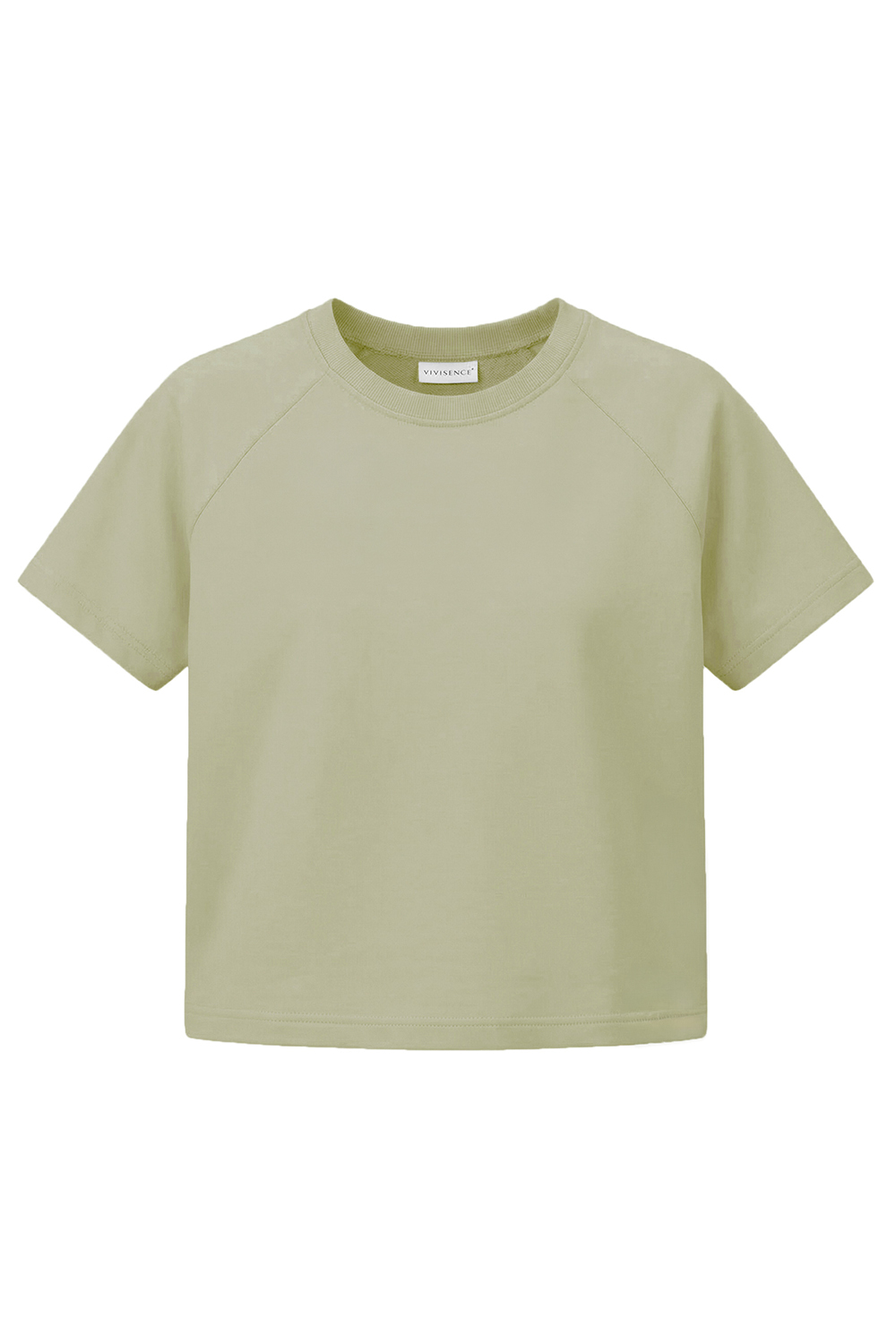 Vivisence Damen T-Shirt Kurzarm Rundhals Elastischer Baumwolle Bequem, olivfarben