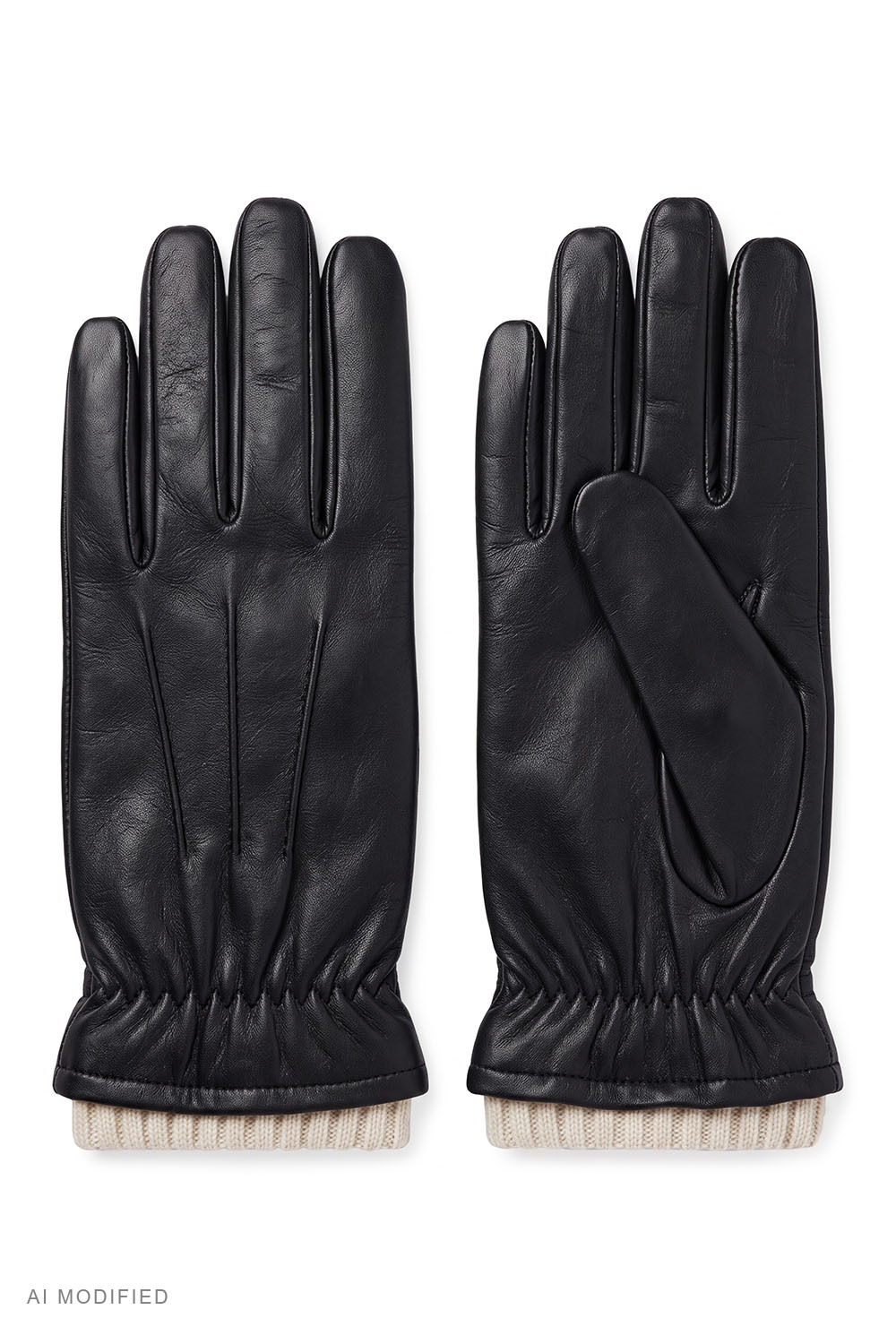 Vivisence gants homme cuir doublure laine, noir