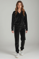 Vivisence Pantalon Femme Décontracté Coupe Ample Taille Élastique Poches Latérales Chevilles Resserrées Tenue Confort Détente Maison Loisirs Lounge Jogging, noir