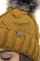 Vivisence Stylish Women's Winter Set Including Pompom Hat And Cozy Snood Scarf Made From Soft And Warm Fabric Smooth Fleece Lining Ideal For Cold Days, dark yellow