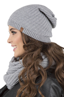Vivisence Loop Scarf Double Layered Ideal For Cold Winter Days 7017S, light grey