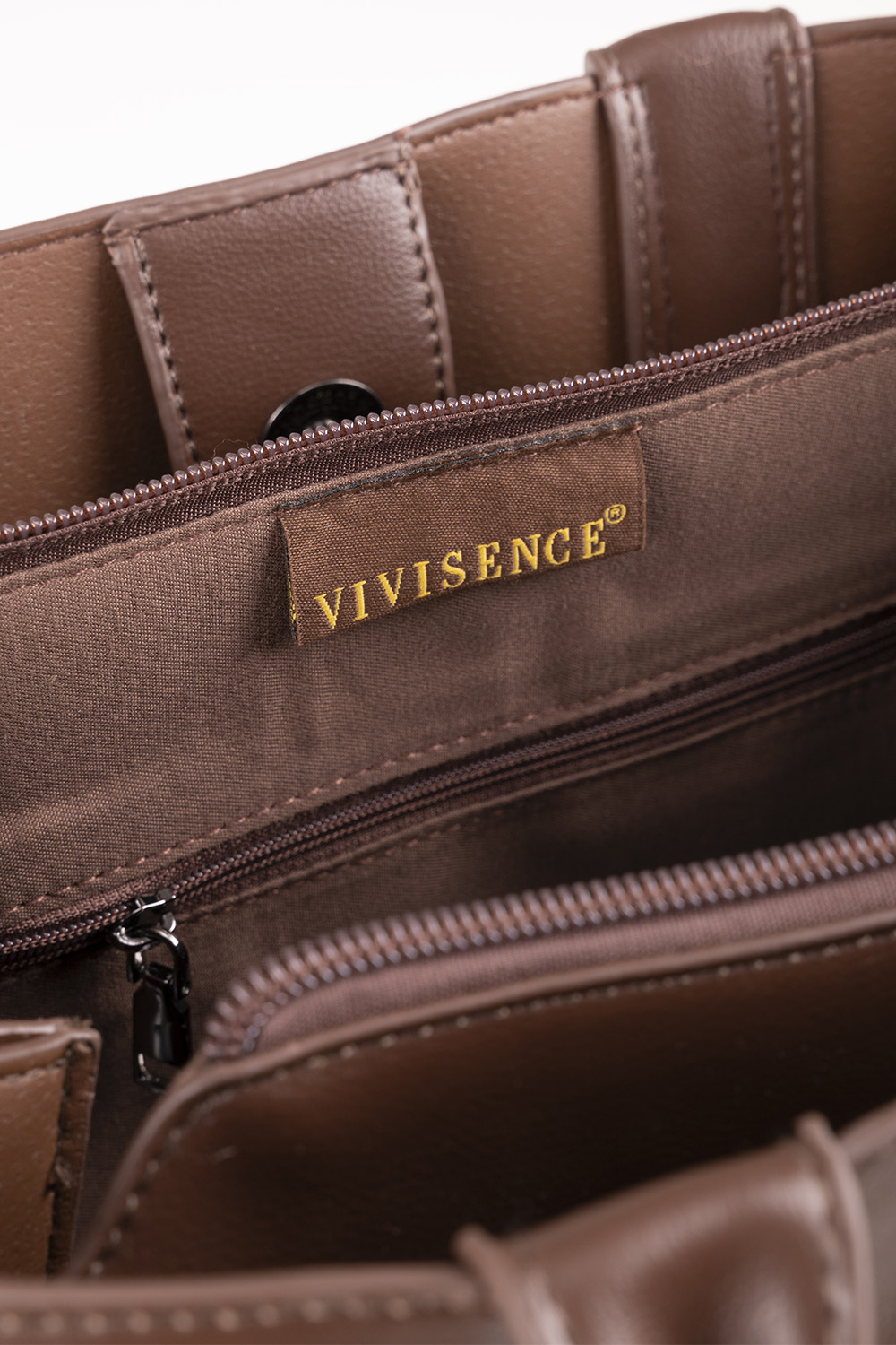 Vivisence Damen Handtasche 3 Kammern Stil und Komfort für Jeden Tag, Braun