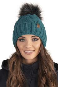 VIVISENCE Wintermütze mit Bommel Damen Warmes Ideal Für Kalte Wintertage 7014, dunkeltürkis