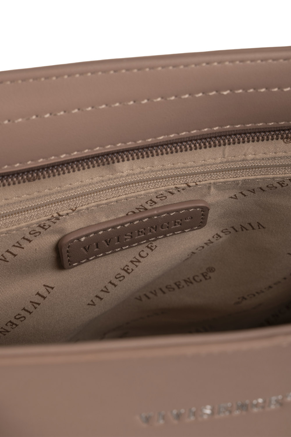 Vivisence Damen Schultertasche mit Reißverschluss für Alltag Pflegeleicht, Dunkelbeige