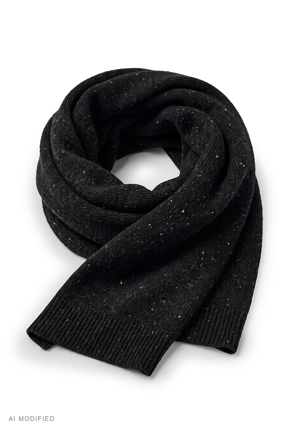Vivisence Men's Scarf Merino Wool Blend Winter Knit Soft Accessory, black